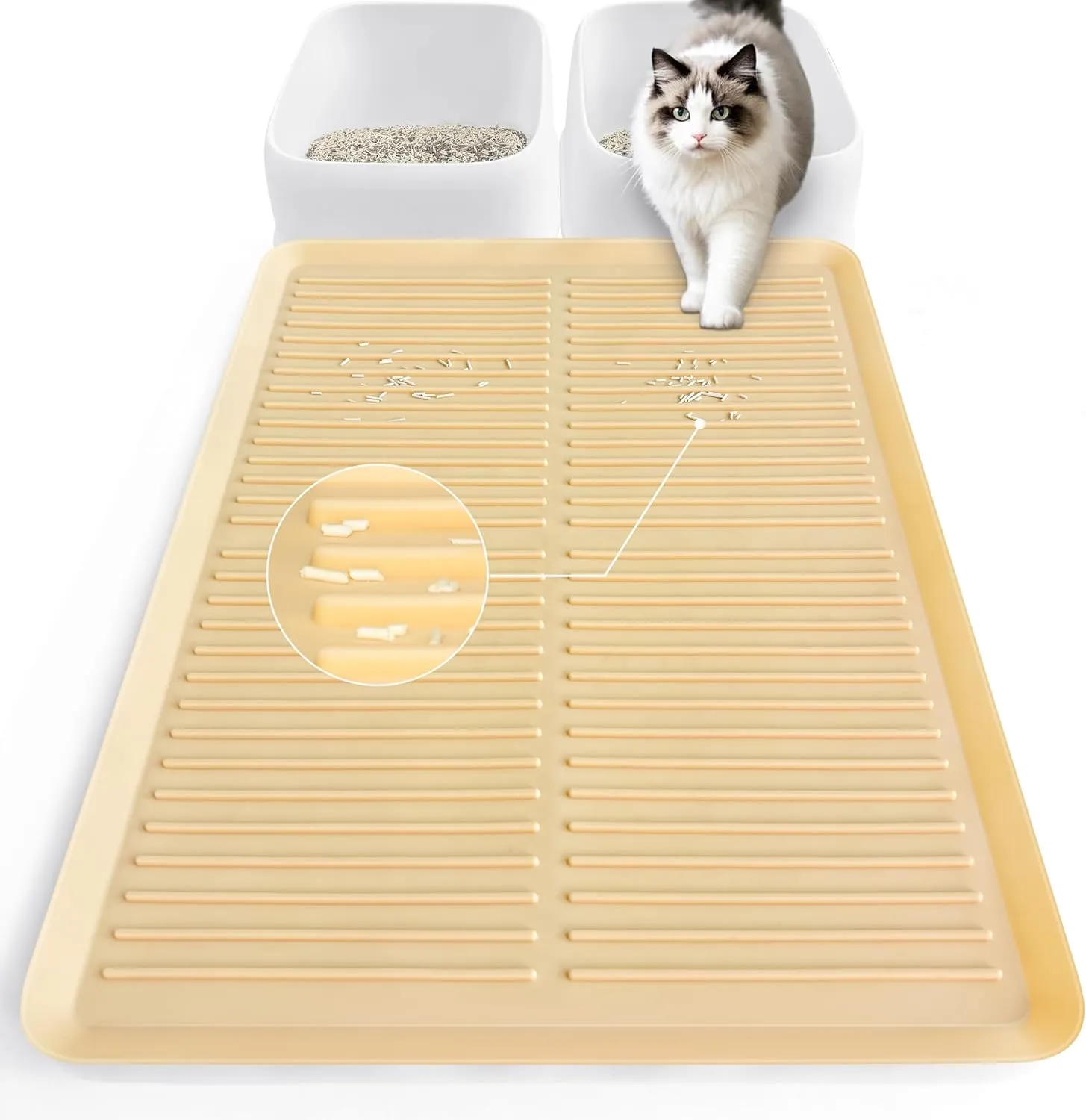 Ycozy Cat Litter Box Mat-Rubber Cat Litter Mat Waterproof Silicone Pad Kitty Litter Catcher Trapping Mat Easy Clean (27'' x 20")