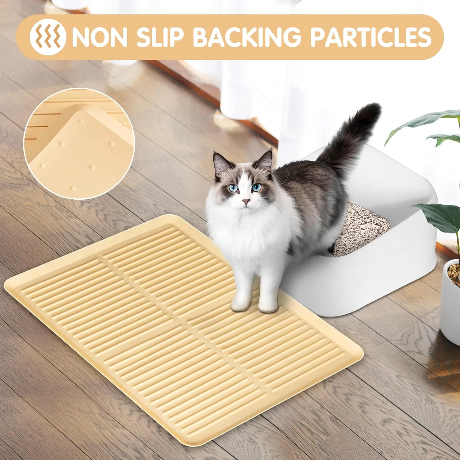 Ycozy Cat Litter Box Mat-Rubber Cat Litter Mat Waterproof Silicone Pad Kitty Litter Catcher Trapping Mat Easy Clean (27'' x 20")